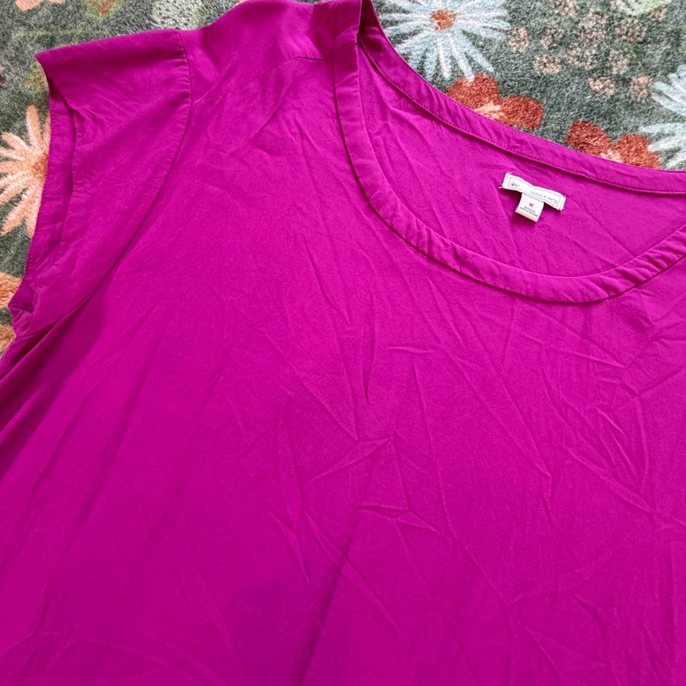 Gap Womens Magenta Purple Viscose Rayon Scoop Neck Cap Sleeve Blouse Top Size M